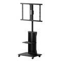 Porodo Mobile TV Stand with Wheels, Dynamic Swivel & Tilt, Durable Material, Tray Storage, VESA Compatible, Adjustable Height, Compatible with 32" - 75" Screen, Compatible with Panasonic, Samsung, Sony, LG - Black