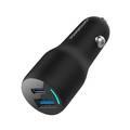 Powerology Dual Ports Car Charger 35W PD, QC18W, 53W Total Power, 0-60% in 30 Minutes - Black