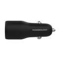 Powerology Dual Ports Car Charger 35W PD, QC18W, 53W Total Power, 0-60% in 30 Minutes - Black