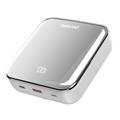 Porodo Compact Power Bank 20000mAh with Out Cable USB-A, Type-C and Lightning, 20W Power Delivery, Simultaneous Charging - Silver