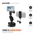 Porodo 2in1 Mobile and Camera Mount with Suction Base  - Black