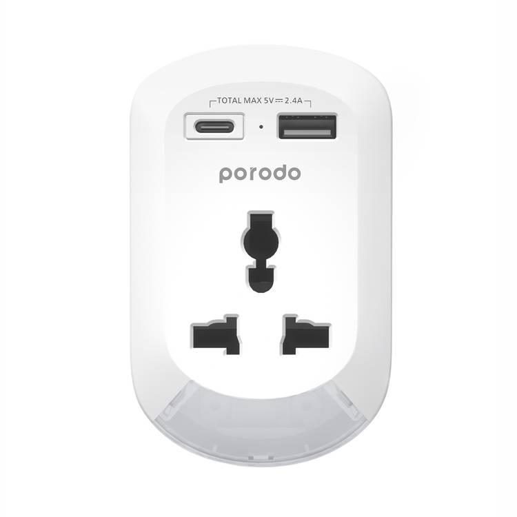 Porodo 3in1 Multi-type Socket with AC USB-A / Type-C UK  - White