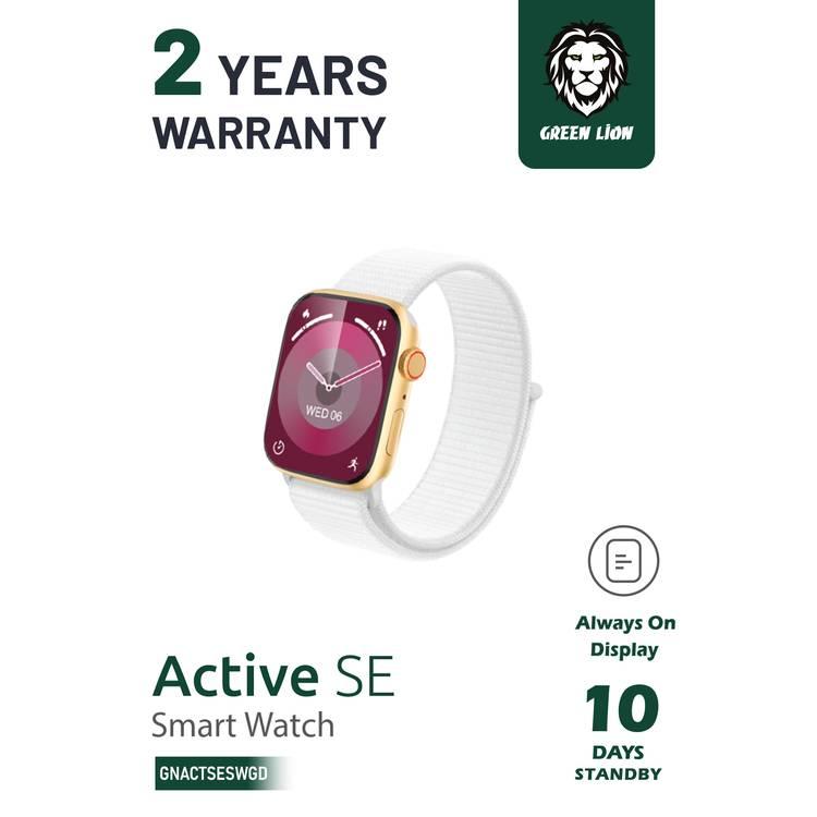 Green Lion Active SE Square Display SmartWatch  - White / Gold - 2.1 Inch