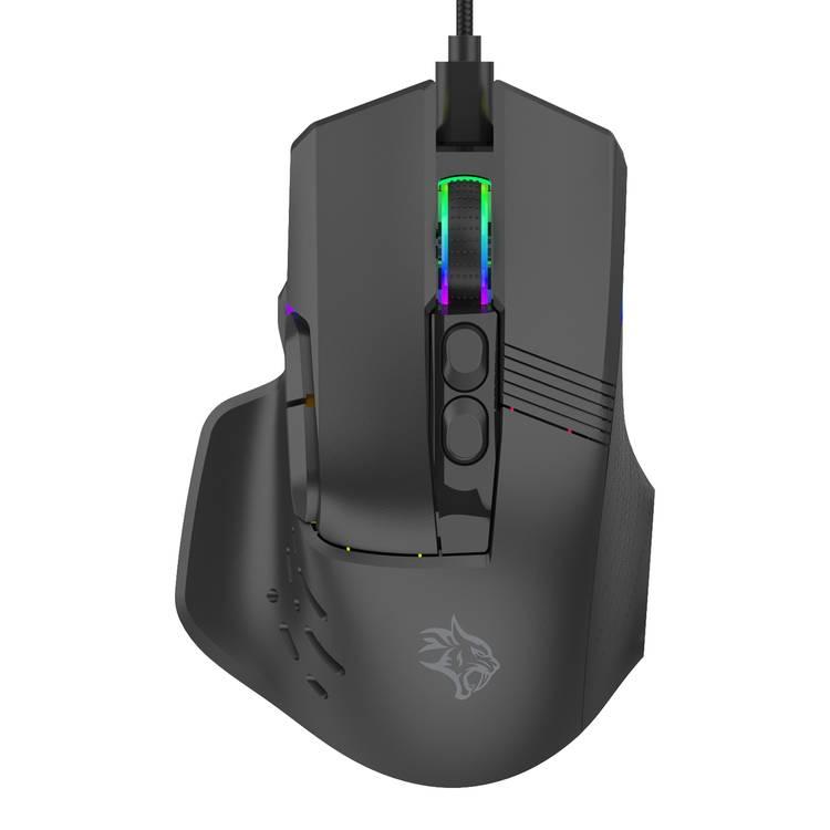 Porodo Gaming 9D Wired Mouse, 13 Modes RGB Light, 6 Levels DPI, 500Hz Polling Rate, USB Interface, Instant 825F, 10 Million Clicks Lifespan - Black  