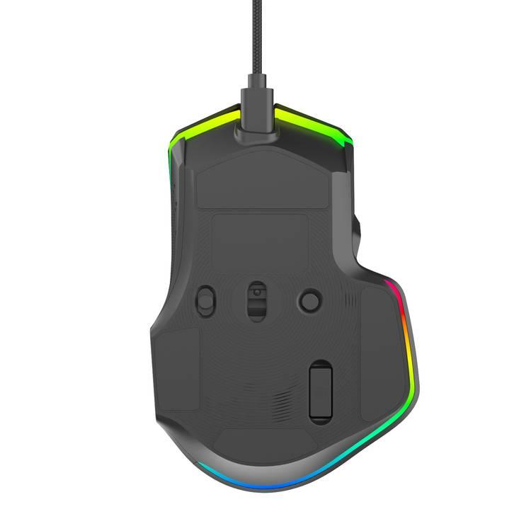 Porodo Gaming 9D Wired Mouse, 13 Modes RGB Light, 6 Levels DPI, 500Hz Polling Rate, USB Interface, Instant 825F, 10 Million Clicks Lifespan - Black  