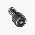 Powerology Dual Output Ultra-Quick Crystalline Series Car Charger, 35W PD, 22.5W QC, Built-in Safety Guards - Transparent/Gray