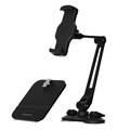 Powerology Quick Release Multi Mounting Phone & Tablet Holder with Desk Base and Suction, 360° Head Rotation, Long Swivel Arm - Black