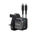 Powerology Ultra-Compact GaN Charger With USB-C To Lightning - Black