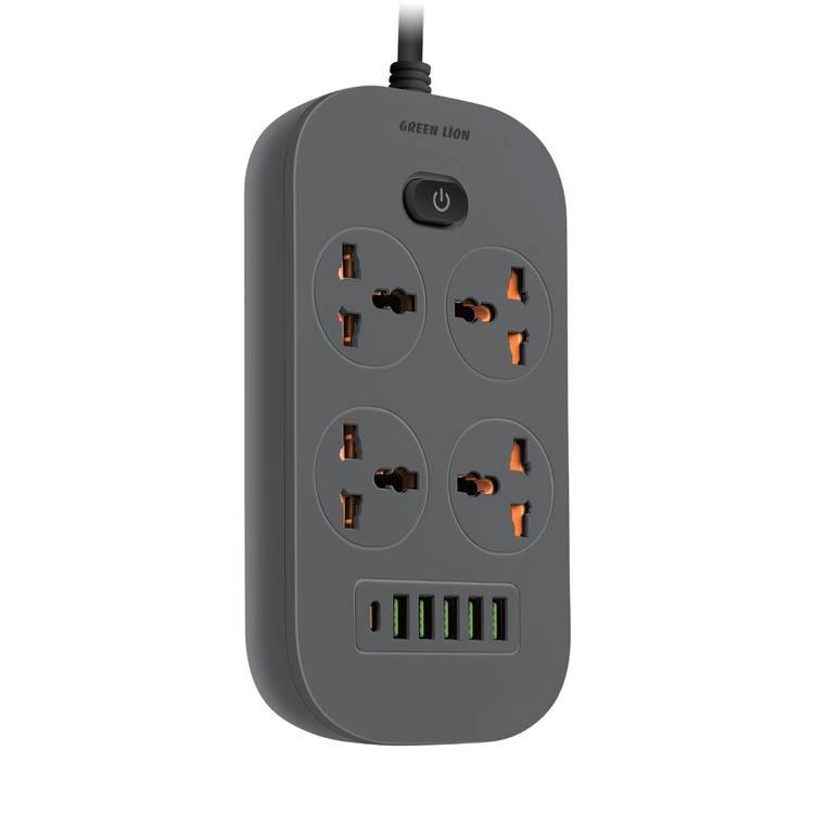 Green Lion Power Socket 5 USB-A & 1 Type-C  - Gray