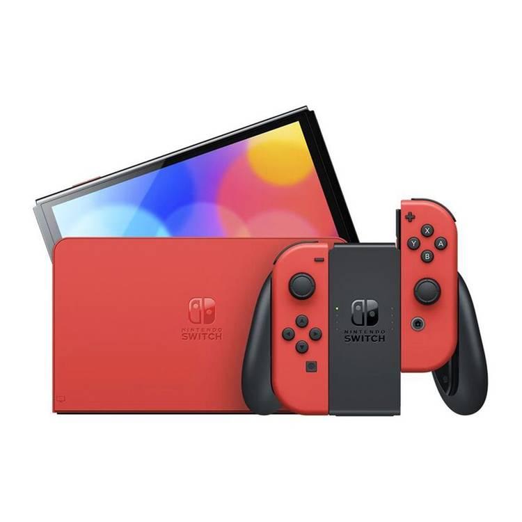 Nintendo Switch OLED - Mario RED Edition Console + FR-TEC Peluche Super Mario 22cm (Bundle) - Red