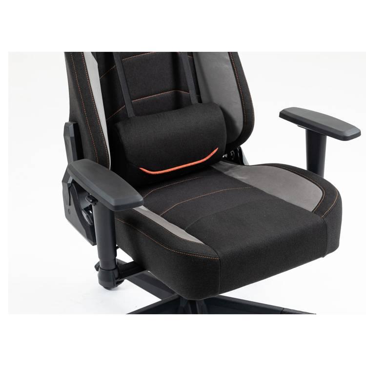 Porodo Gaming Professional Gaming Chair with Fabric+PU+Suede Covered Form, 2D Armrest, Lumbar Pillow Support, 160° Adjustable Backrest, Headrest Support - Black