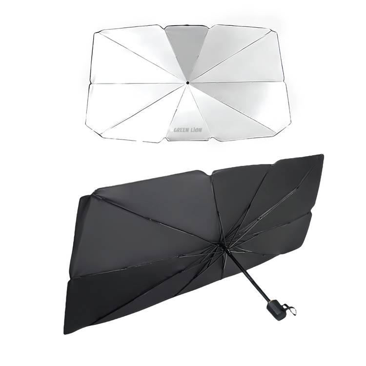 Green Lion Car Windshield Sunshade Umbrella - Black