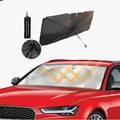 Green Lion Car Windshield Sunshade Umbrella - Black