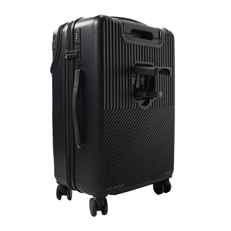  Levelo Odyssey 22" Front Opening LID Travel Luggage,30KG Weight Bearing, Shock Resistance, 360° Wheels Rotation, Telescopic Handle - Black