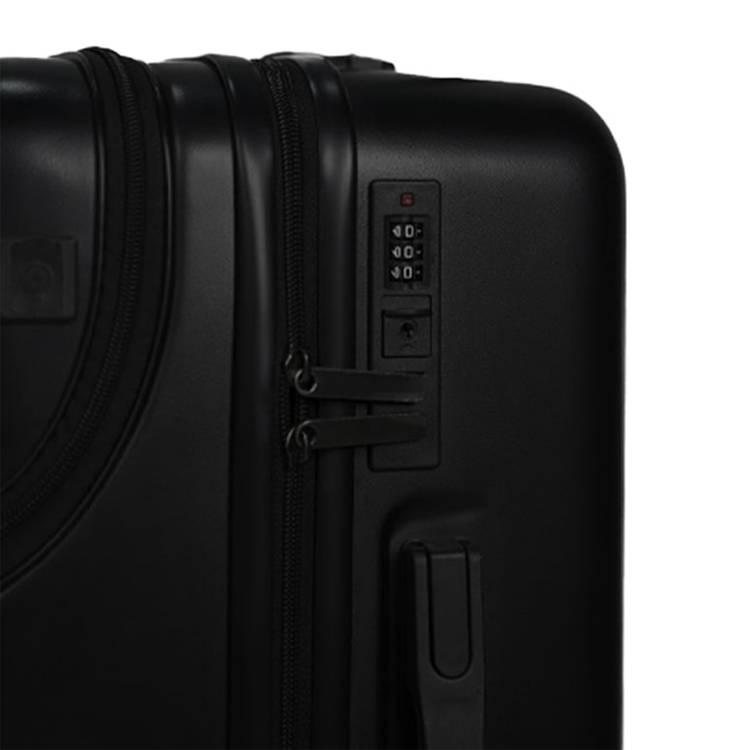  Levelo Odyssey 22" Front Opening LID Travel Luggage,30KG Weight Bearing, Shock Resistance, 360° Wheels Rotation, Telescopic Handle - Black