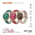 Porodo Belle Lady Smart Watch Rose Gold Dial, Bluetooth V5.4, AMOLED Display, IP68 Water Resistant, Activity Tracker, Bluetooth Calling, Compatible With IOS & Android - Red