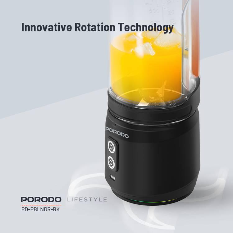 Porodo Lifestyle Dual Spin Clockwise & Reverse Portable Blender, 700ml, 2000mAh x3 Battery Capacity, Stainless Steel Blades, ABS Base, 3 Hours Charging Time, 240W Power