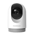 Powerology Indoor PTZ Smart Camera, 2304x1296pixels Resolution, 3MP, Motion Sensor, Night Vision, 100° Field of Vision, Echo Cancellation Audio, Two Way Audio, 2.4GHz Wi-fi - White 