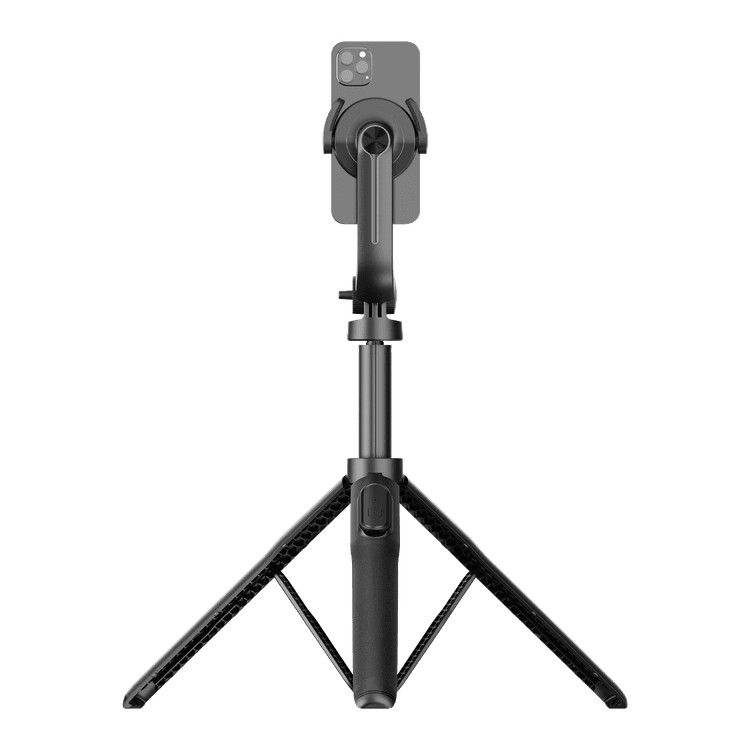 Porodo Magnetic Magsafe Selfie Tripod,  Wireless Shutter, x16 Magnets, Wide-Angle Tilt, durable Material - Black