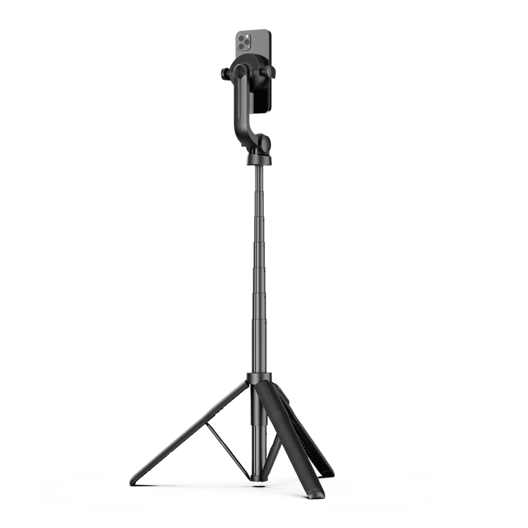 Porodo Magnetic Magsafe Selfie Tripod,  Wireless Shutter, x16 Magnets, Wide-Angle Tilt, durable Material - Black