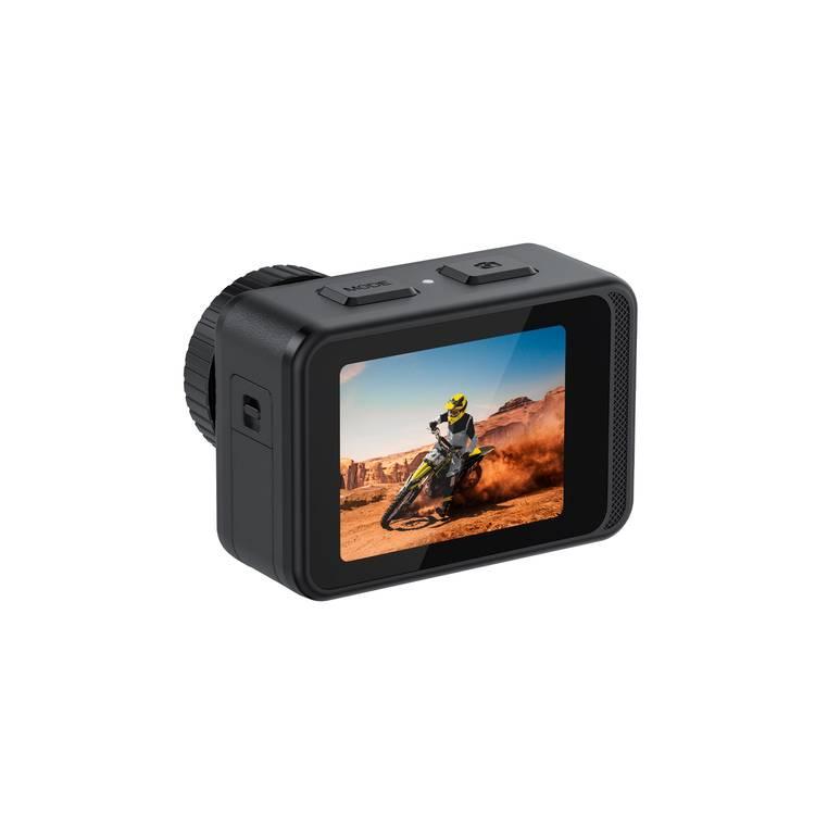 Porodo Lifestyle Fully Waterproof UHD Action Camera Dual Display with Video Stabilization, Wi-Fi, 128GB Micro SD, 80 minutes Video Capture, Windows & Mac, White Balance - Black