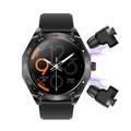 Porodo Pulse Smart Watch with Wireless Earbuds, Leather & Silicone Straps, Android 5.0 and iOS 10.0 and Above - Black