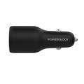 Powerology Triple Ports Car Charger 65W PD, QC18W, Cooling Air Vent, Laptop Charger - Black