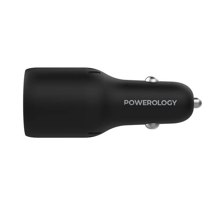 شاحن سيارة Powerology ثلاثي المنافذ 65 وات PD، QC18W، فتحة تهوية تبريد، شاحن كمبيوتر محمول