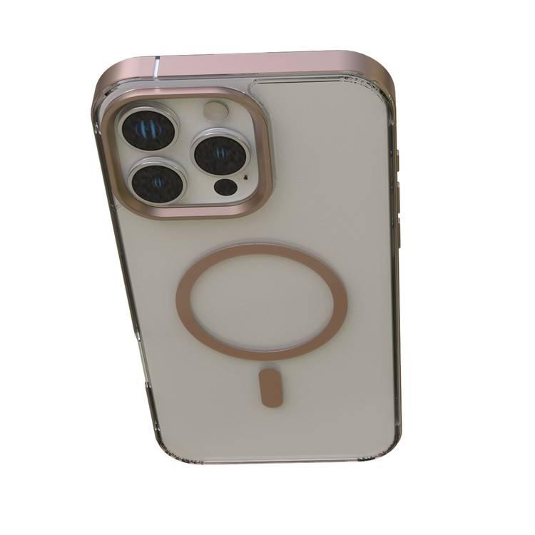 Levelo Claire with Aluminum Bumper Case for iPhone 16 Pro, Hybrid Case, MagSafe Compatibility - Rose Gold Titanium