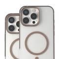 Levelo Claire with Aluminum Bumper Case for iPhone 16 Pro, Hybrid Case, MagSafe Compatibility - Rose Gold Titanium