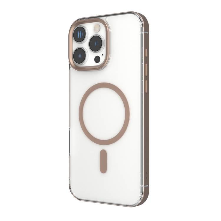 Levelo Claire with Aluminum Bumper Case for iPhone 16 Pro, Hybrid Case, MagSafe Compatibility - Rose Gold Titanium