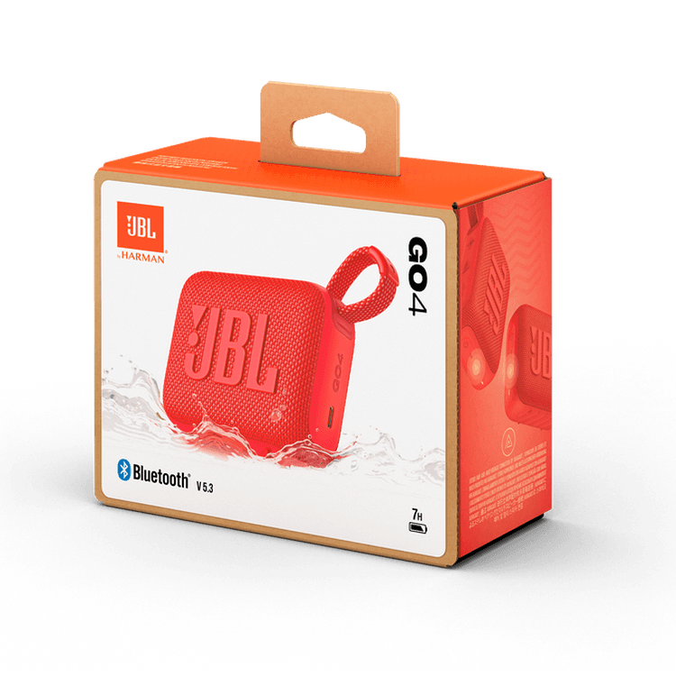 JBL Go4 Portable Wireless Speaker, 7h Playtime, Bluetooth 5.3, Water & Dust Resistant, Supports Auracast - Red