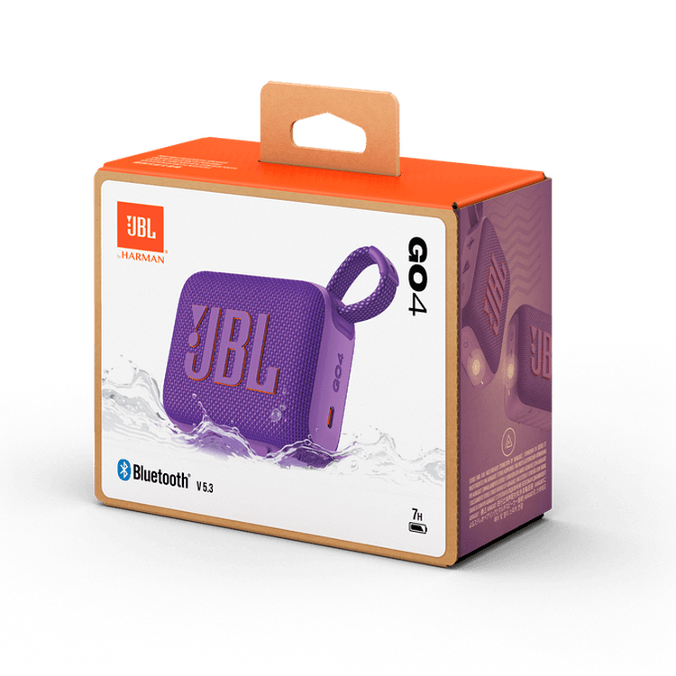 JBL Go4 Portable Wireless Speaker, 7h Playtime, Bluetooth 5.3, Water & Dust Resistant, Supports Auracast - Purple