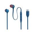 JBL T310C USB-C Wired Earphones, High Resolution Audio, Tangle-Free Flat Cable, Digital to Analog Converter, Compatible with PCs/Mobiles/Gaming Consoles, Pure Bass Sound, 1.2m - Blue