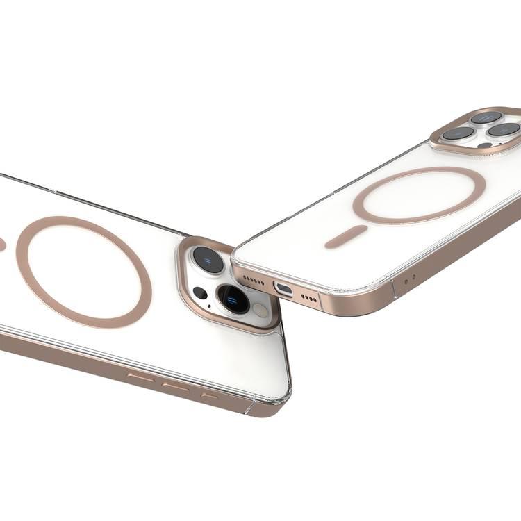 Levelo Claire with Aluminum Bumper Case for iPhone 16 Pro Max, Hybrid Case, MagSafe Compatibility - Rose Gold Titanium