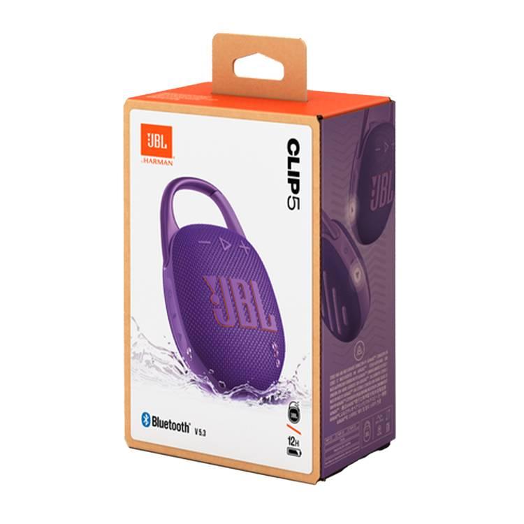 JBL Clip 5 Portable Wireless Speaker, Bluetooth 5.3, 3 Hours Charging Time, 7W Output Power, 15 Hours Battery Life, IP67 Waterproof & Dustproof - Purple