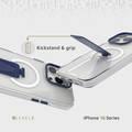 حافظة Levelo Morphix MagSafe Grip لهاتف iPhone 16 Pro Max، زوايا مقاومة للصدمات، حلقة معدنية للكاميرا، حامل متعدد الوظائف من مادة TPU الفاخرة من Bayer، مقبض من السيليكون - أزرق