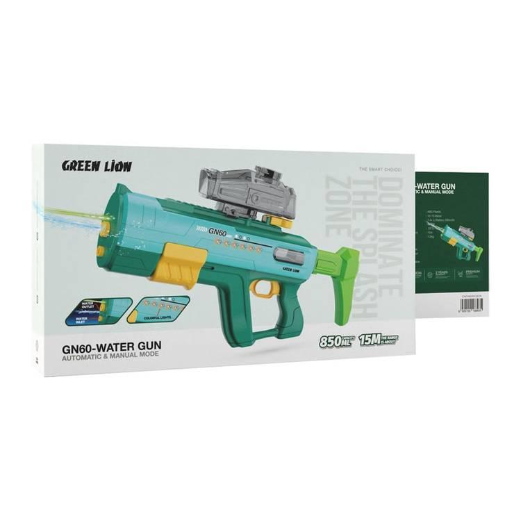 Green Lion GN60 Water Gun Automatic & Manual Single Shot Mode, Leak Proof Seal, ABS Plastic Material - Green