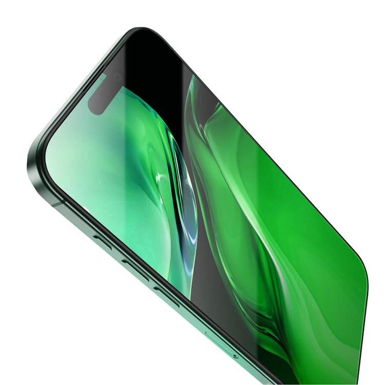 زجاج Green Lion 3D Silicone Plus عالي الدقة لهاتف iPhone 16 Pro، مضاد لبصمات الأصابع، عالي الاستجابة، مضاد للخدش، مقاوم للشحوم - شفاف