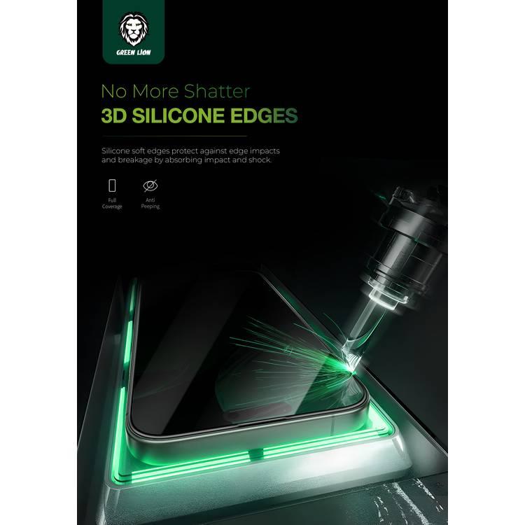 زجاج Green Lion 3D Silicone Plus عالي الدقة لهاتف iPhone 16 Pro، مضاد لبصمات الأصابع، عالي الاستجابة، مضاد للخدش، مقاوم للشحوم - شفاف