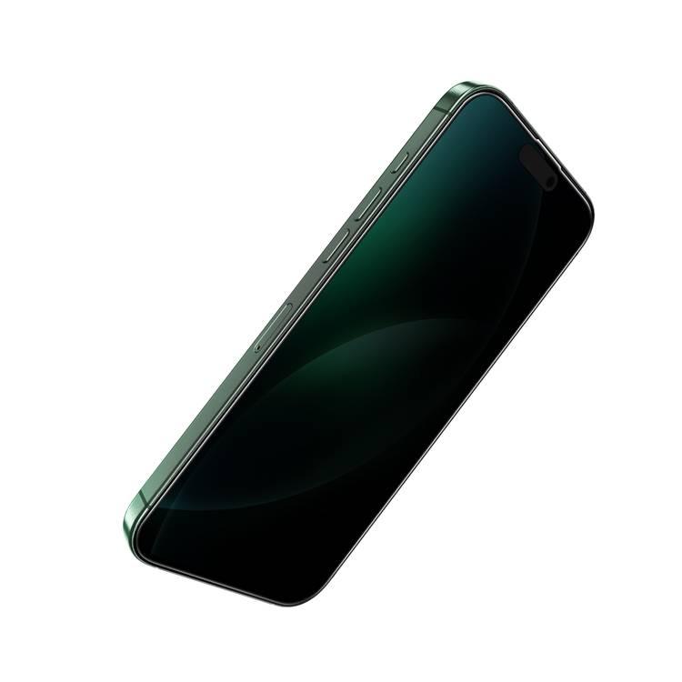 Green Lion 9H Steve Privacy Full Glass Screen Protector for iPhone 16 Pro, Anti Scratch, Side View Blocking, Highly Responsive, Grease Resistance,  Anti Fingerprint - Black  