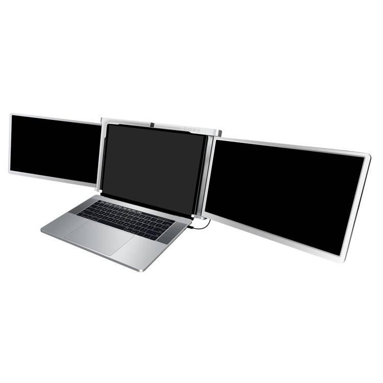 Powerology Dual Screen Portable Monitor 13.3" to 17.3" Laptops, Single Wire Connection, Windows & Mac Compatibility, 800:1 Contrast, 30ms Response Time, 16:9 Aspect Ratio - Silver