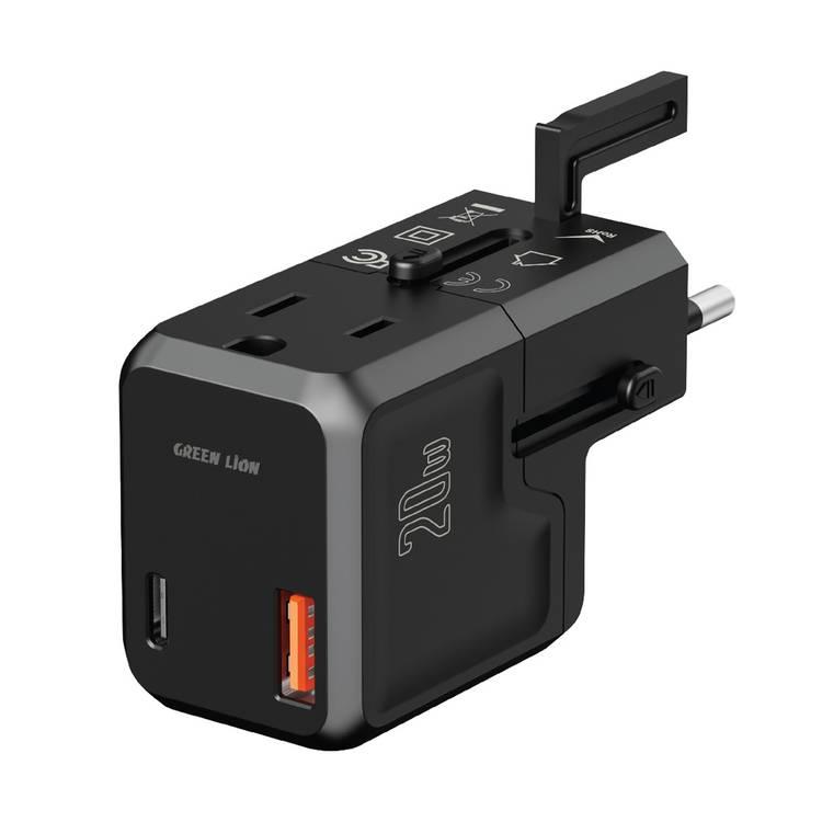 Green Lion Mini Portable Travel Adapter PD 20W Fast Charging with Overheat Protection, Short Circuit Protection - Black