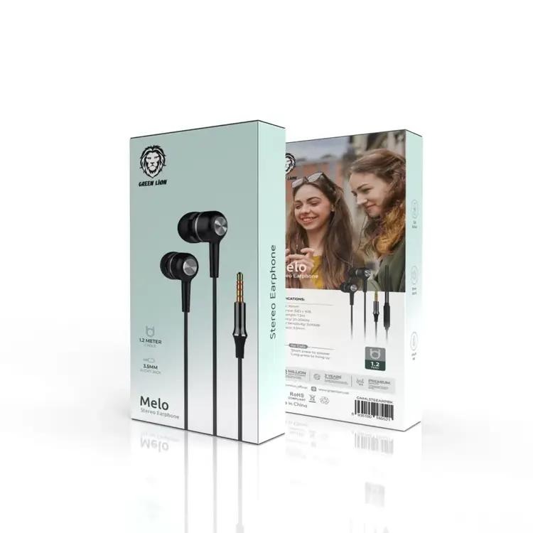 Green Lion Melo Stereo Earphone, Inbuilt Mic, 1.2m Length, 3.5mm Audio Jack - Black