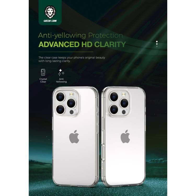 Green Lion Crystal Clear Case for iPhone 16 Pro, Anti Scratch, Anti Yellowing, Anti-Microbial, Precise Cutouts - Clear 