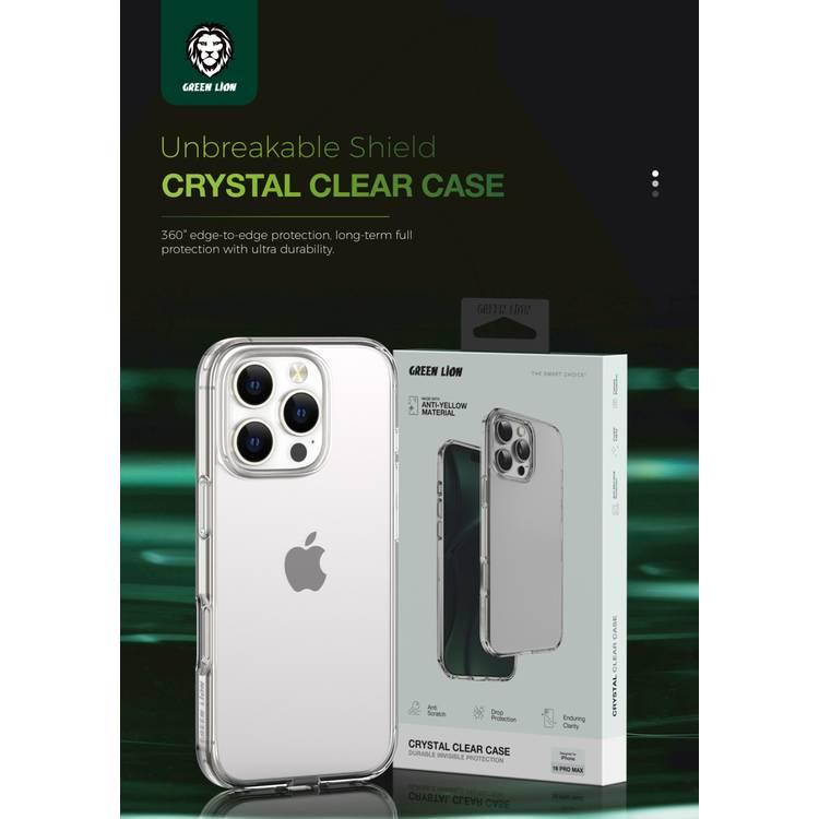 جراب شفاف كريستالي من Green Lion لهاتف iPhone 16 Pro، مضاد للخدش، ومضاد للاصفرار، ومضاد للميكروبات، مع فتحات دقيقة - شفاف 