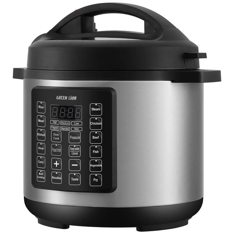 Green Lion 6L Electric Pressure Cooker, Auto Warm Function, 14 Cooking Modes, Digital Display, 24 Hour Preset Function- Black