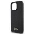 Guess Fixed Glitter Hard Case with Script Metal Logo for iPhone 16 Pro, Slim Profile, Drop Protection, Easy Snap-On, High-Quality Material, Extra Shield Protection - Black