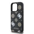 Guess PU 4G Design Hard Case With Peony For iPhone 16 Pro Max , Easy Snap-On, Slip Profile- Black 