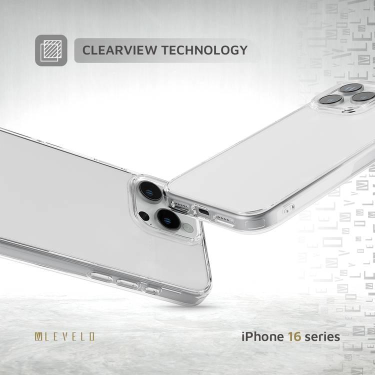 Levelo Clara Case for iPhone 16 Pro Max with Clearview Technology, 3H Scratch Resistance - Clear